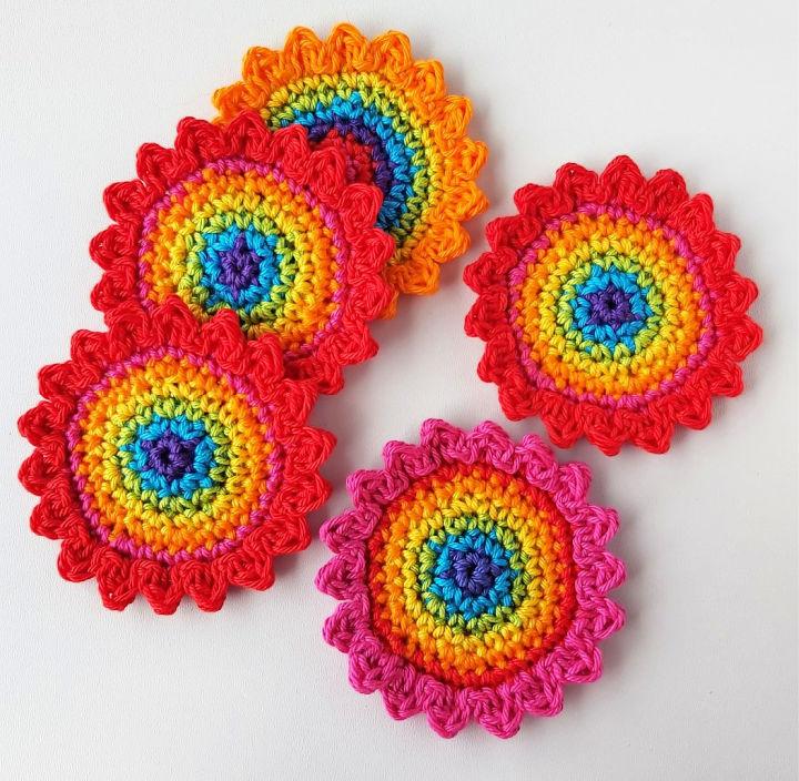 Crochet Rainbow Flowers Applique