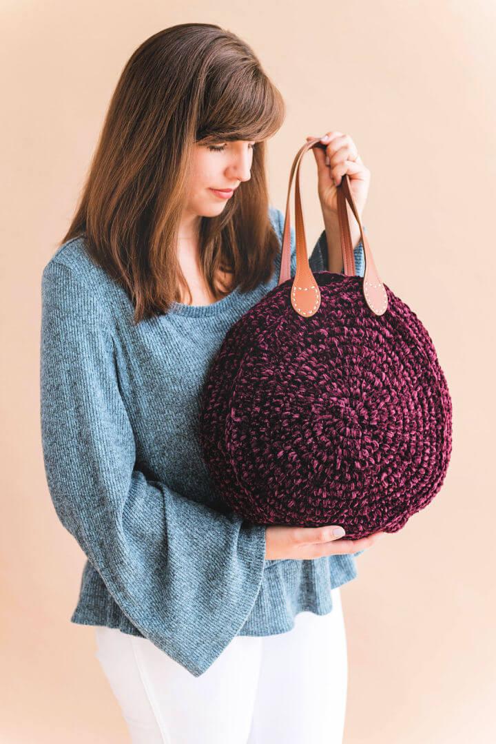 Crochet Velvet Tote Bag