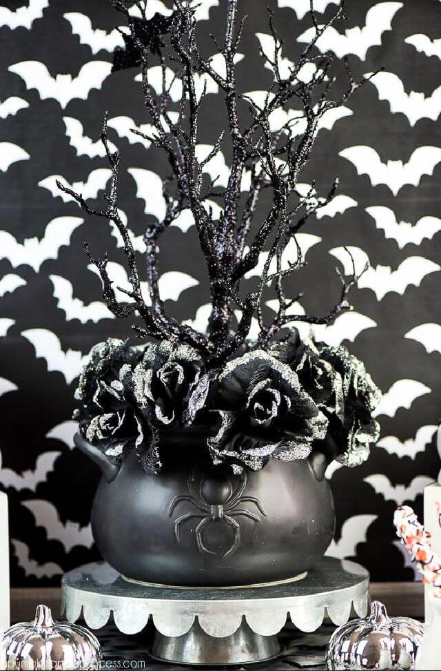 DIY Black Rose Halloween Centerpiece