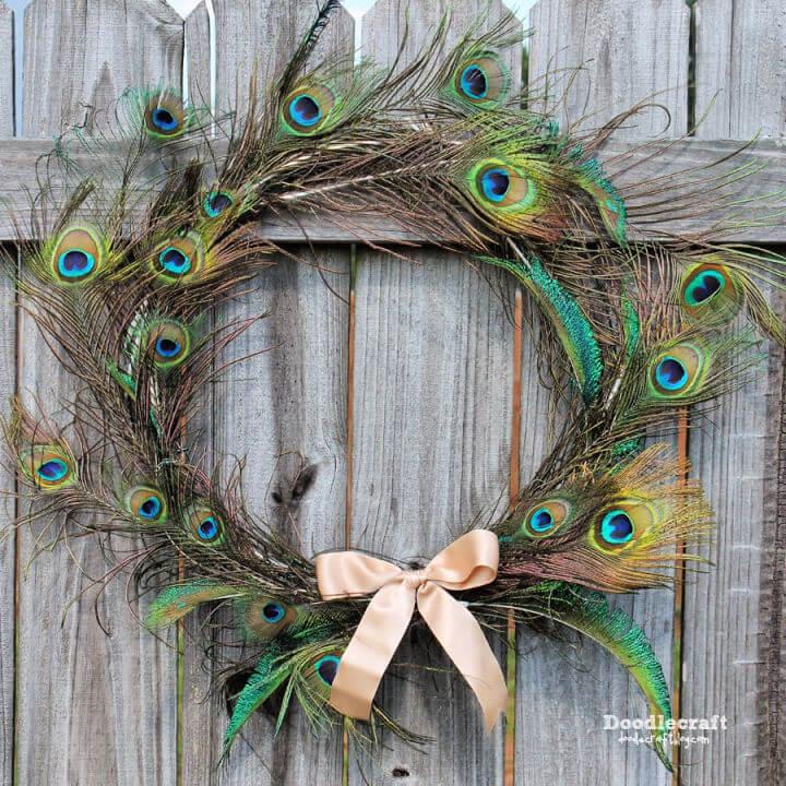 DIY Peacock Feather Wreath
