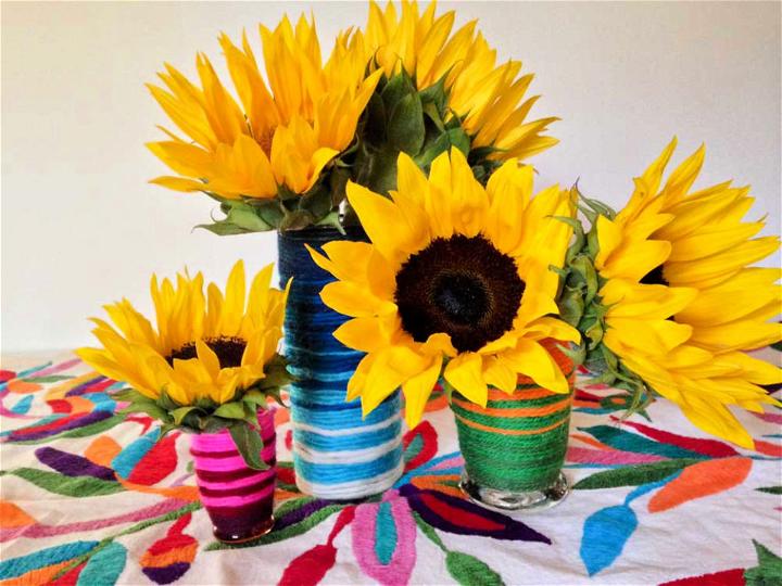 DIY Yarn Wrapped Vases