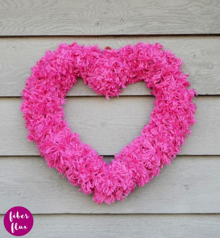 Fluffy Valentine Yarn Heart Wreath
