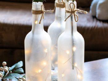 Frosted Wine Bottle Centerpiece