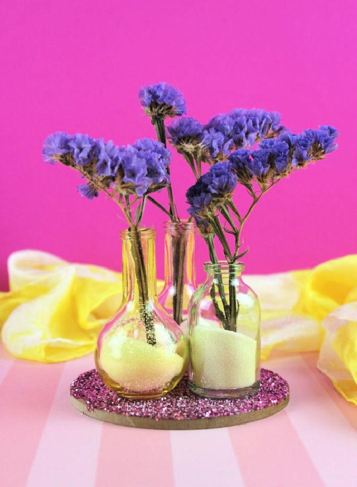 Glitter Flower Vase from Glass Bottle