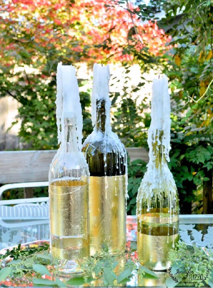 Gold Leaf Wine Bottles for Centerpiece