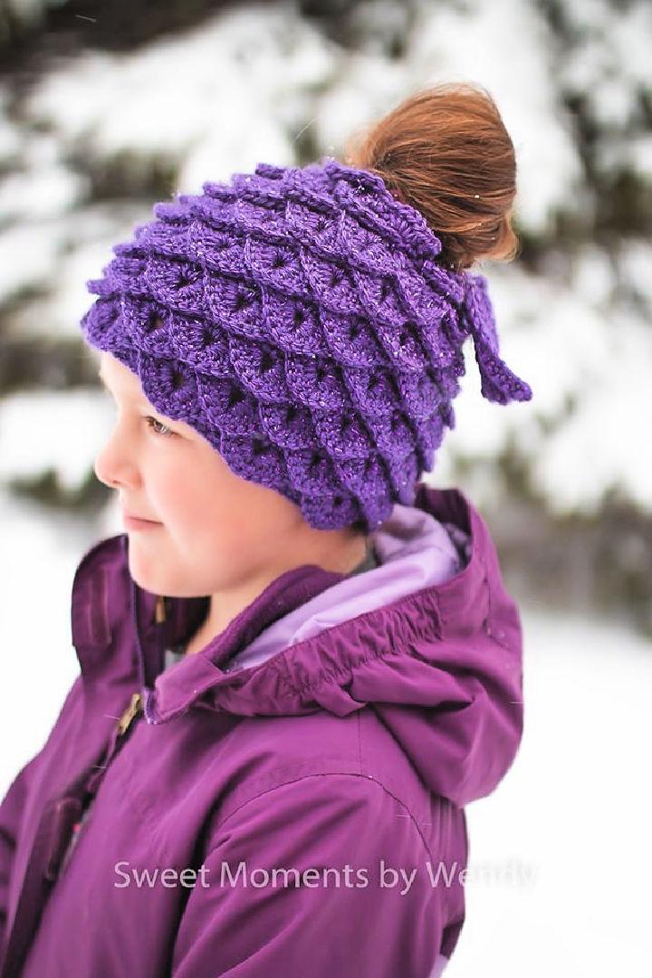 Kids Crochet Mermaid Messy Bun Hat