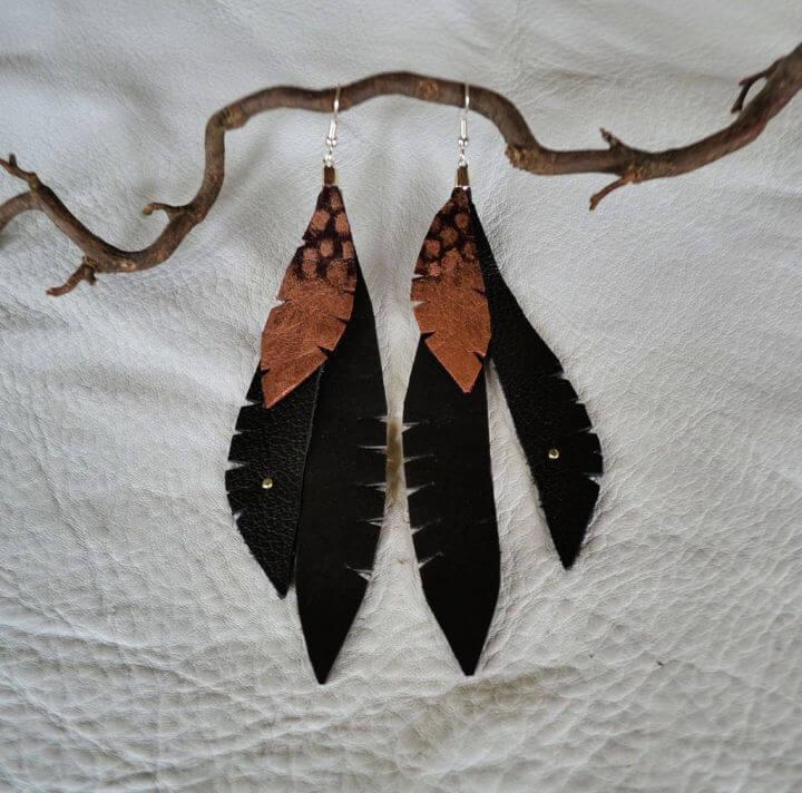 Leather Feather Earrings