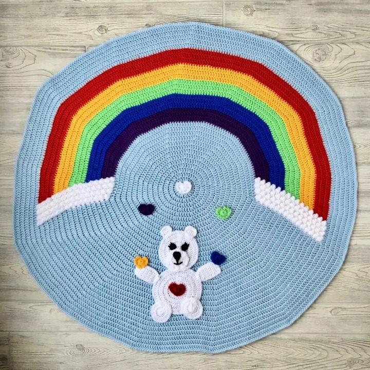 Love Bear Rainbow Crochet Baby Blanket