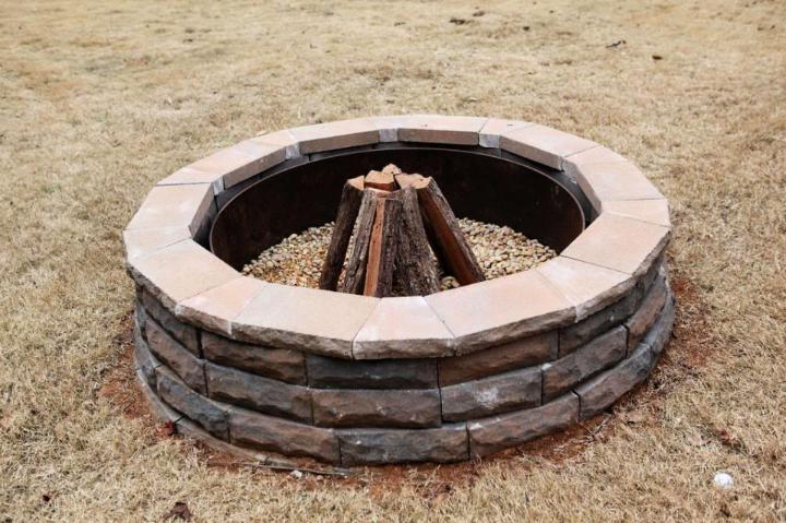 Metal Ring and Wall Block Fire Pit
