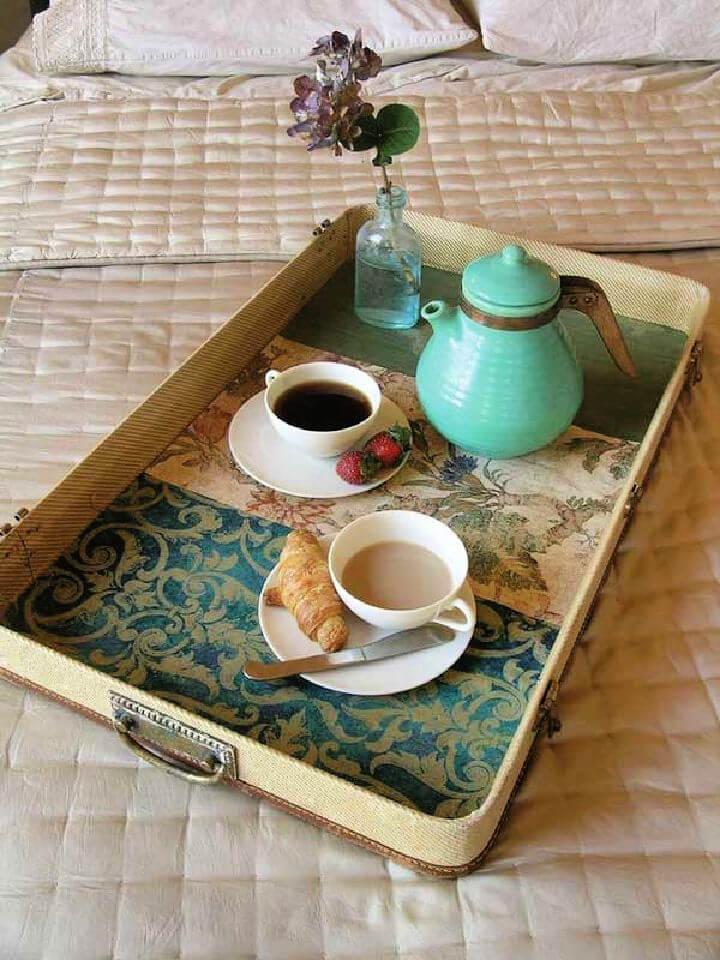 Old Suitcase Lid Turn Into Breakfast Tray