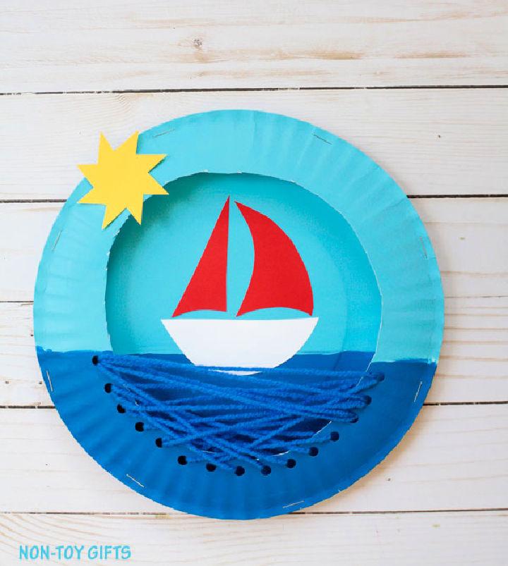 Paper Plate Yarn Boat
