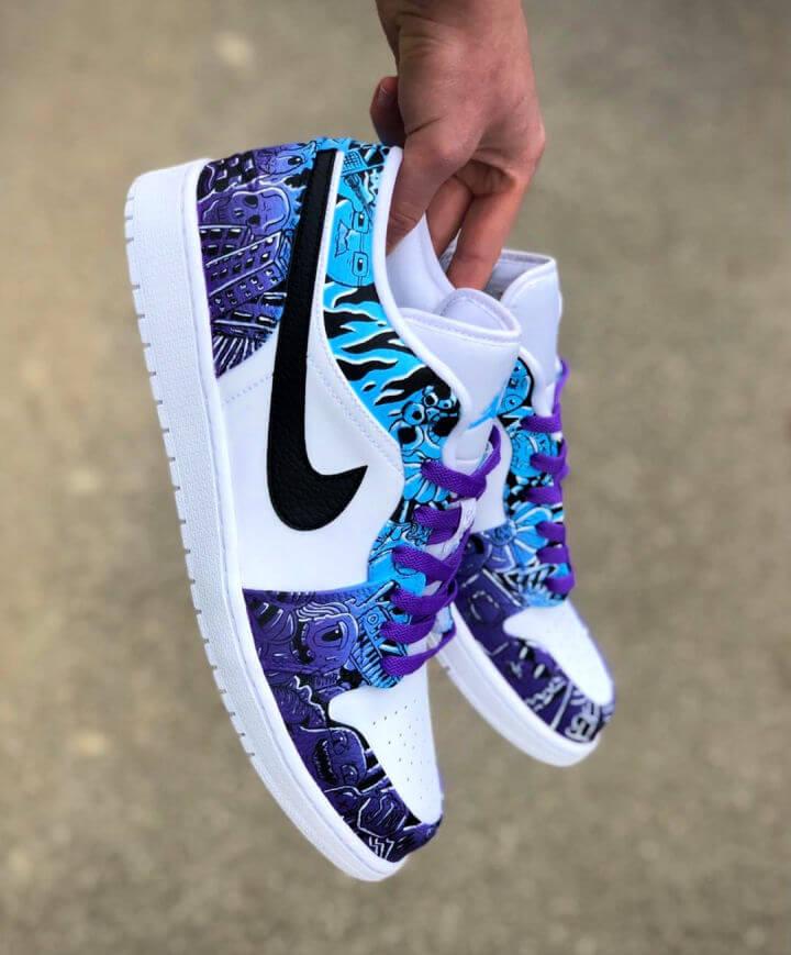 Purple and Blue Fade Custom Shoes