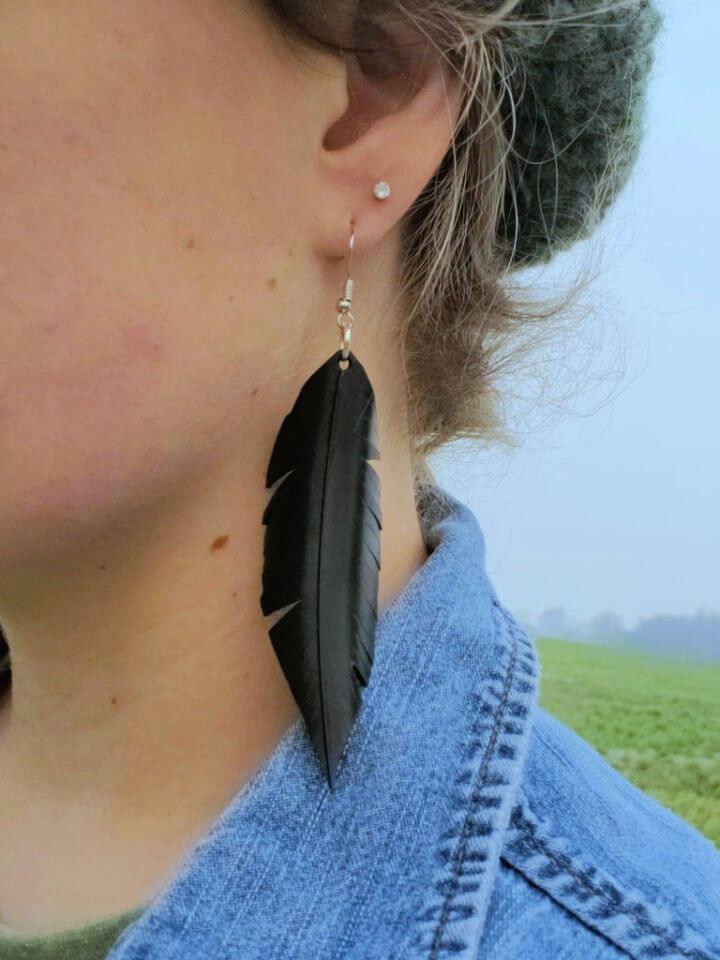 Recycled Bicycle Tube Feather Earrings