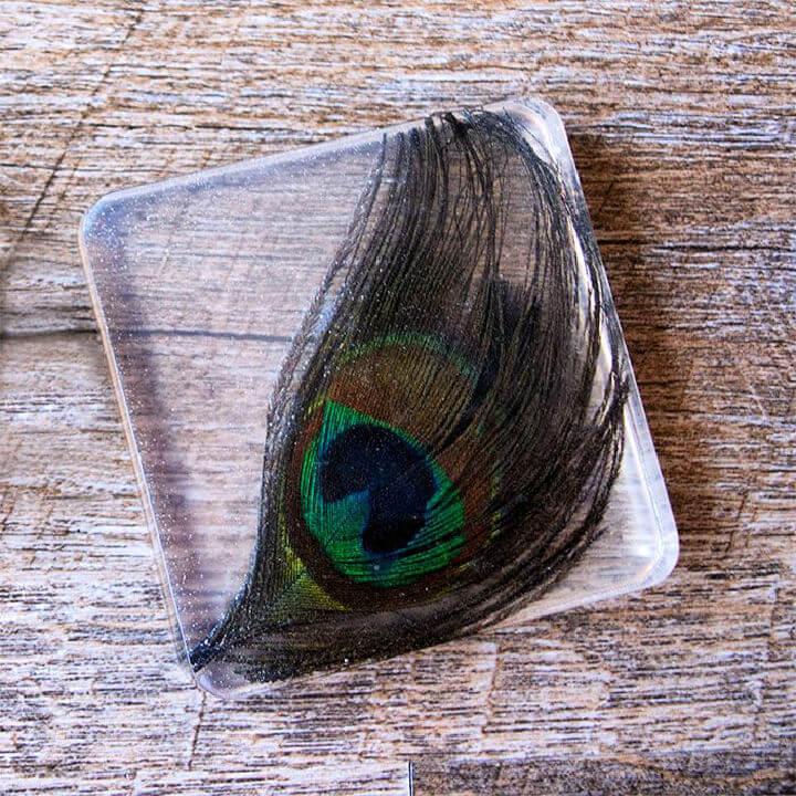 Resin Peacock Feather Coaster