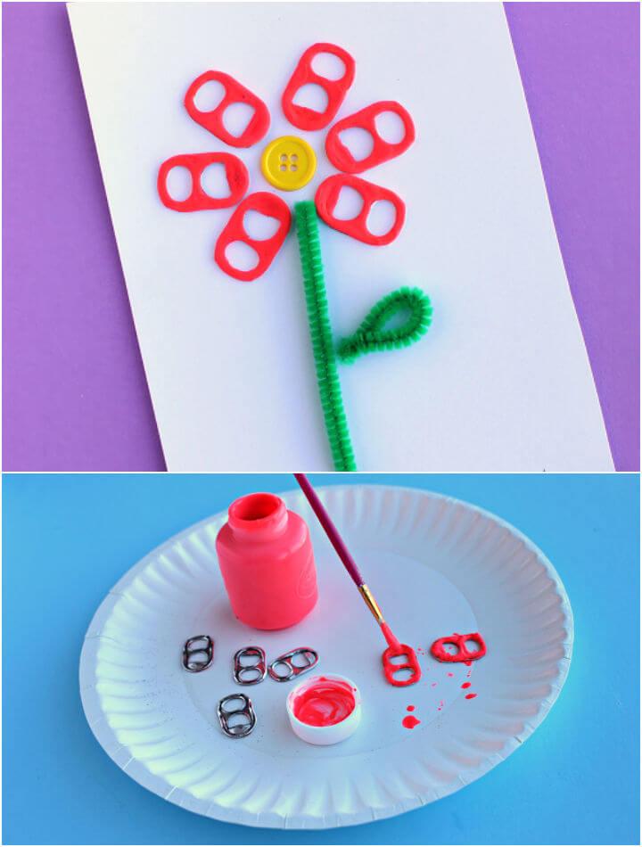 Soda Pop Tab Flower Card Craft Idea