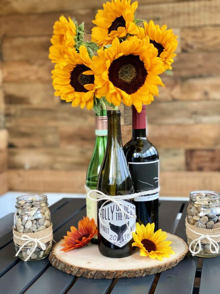 Sunflower Wine Bottle Centerpiece