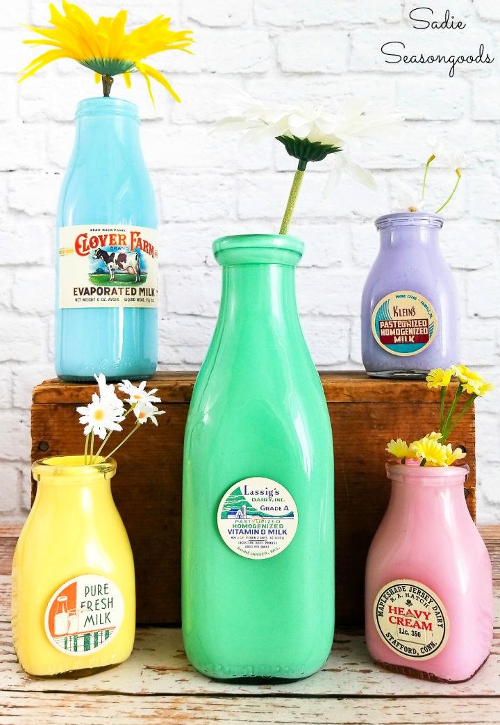 Vintage Glass Milk Bottle Vase