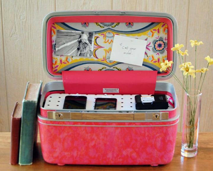 Vintage Suitcase Charging Station