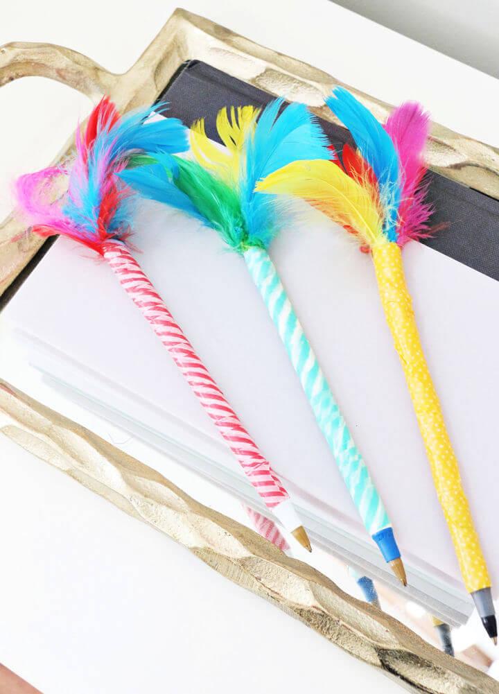 Washi Tape Feather Topped Pens