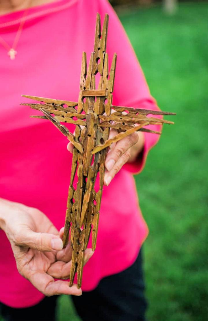 Wooden Clothespin Cross for Adults