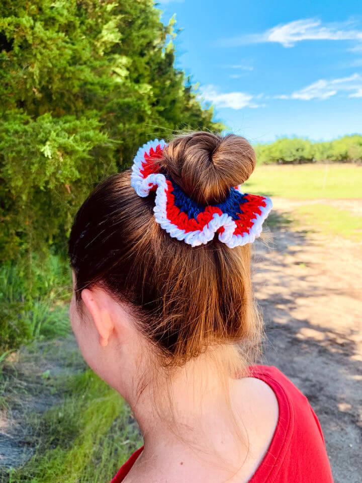 4th of July Crochet Hair Scrunchie