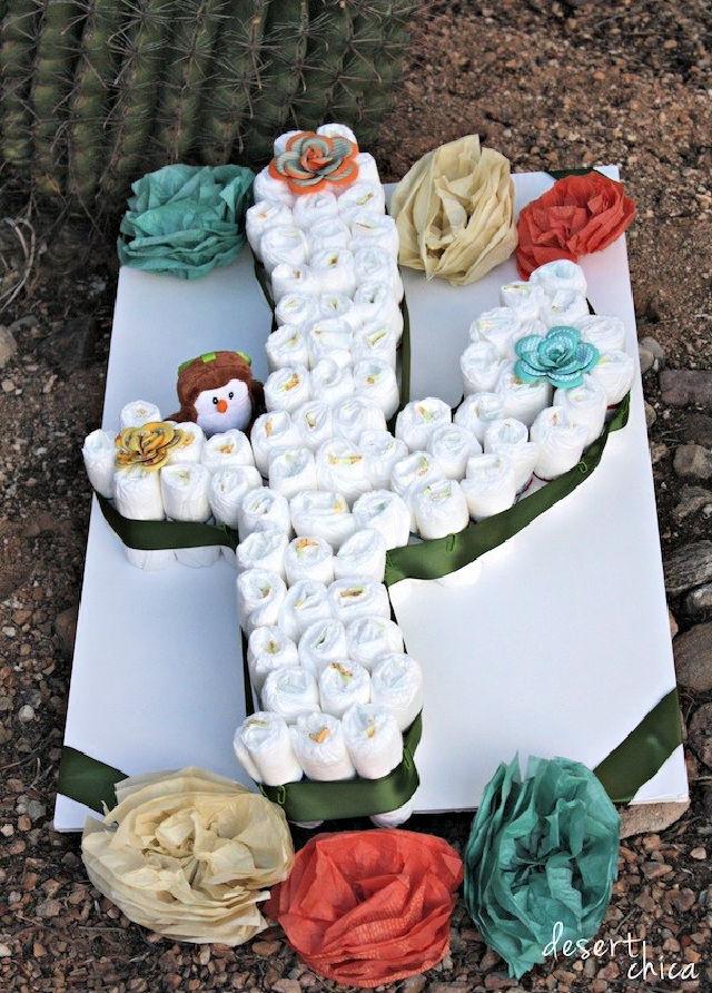Cactus Diaper Cake with Baby Diapers