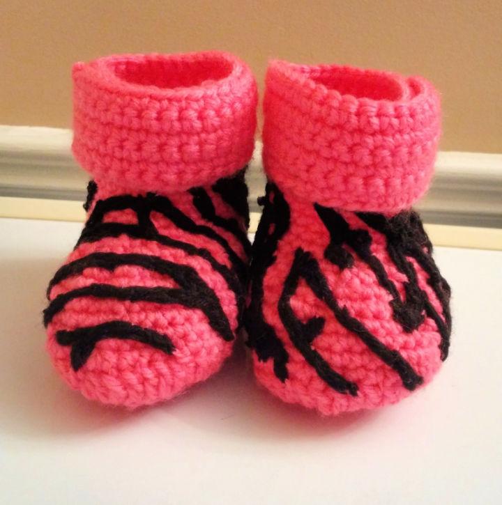 Crochet Baby Booties with Zebra Print