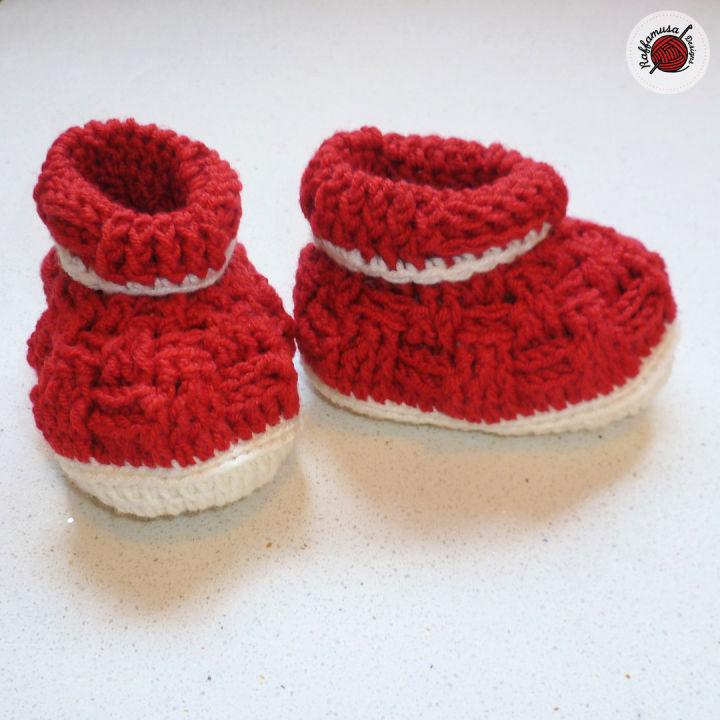 Crochet Basket Weave Baby Booties