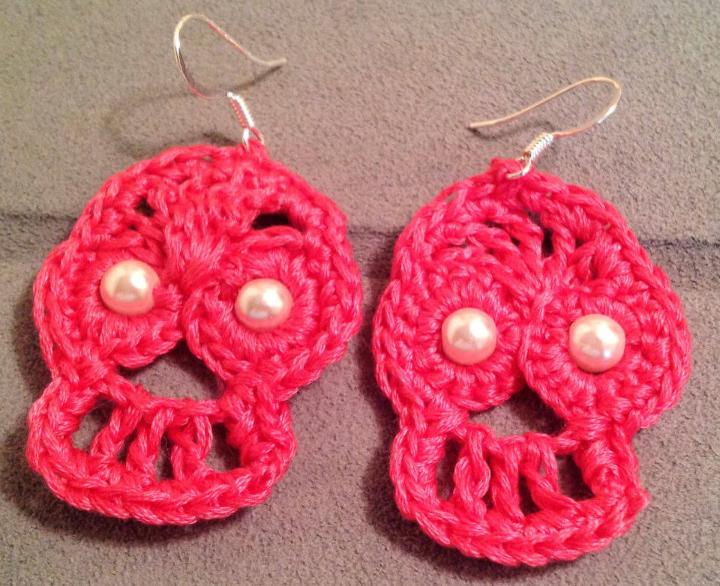 Crochet Day of the Dead Sugar Skull Earrings