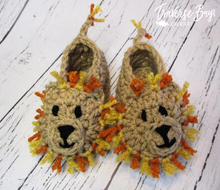 Crochet Lion Baby Booties