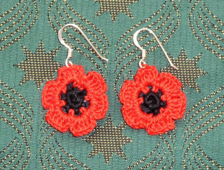 Crochet Poppy Earrings Pattern