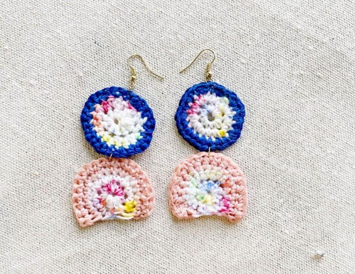 Crochet Rainbow Arc Earrings