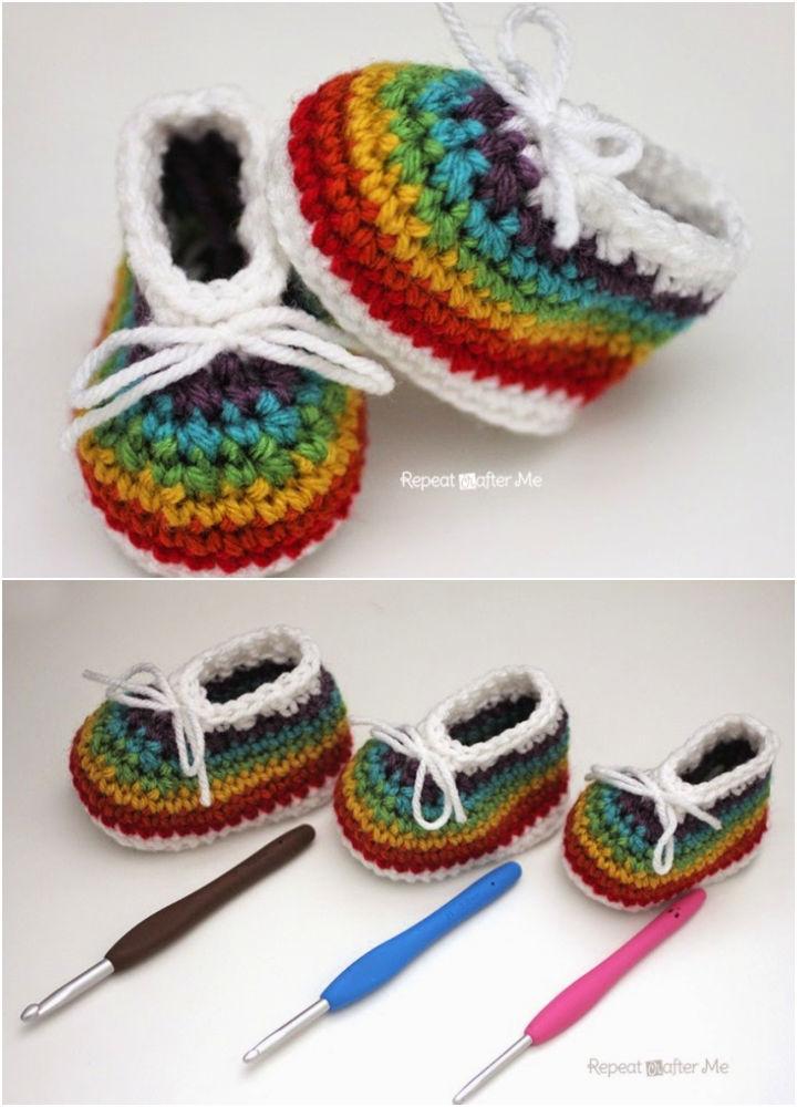 Crochet Rainbow Baby Booties