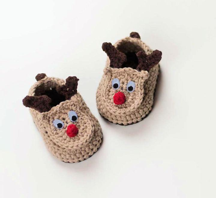 Crochet Reindeer Baby Booties 6 12 Months