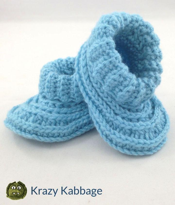 Crochet Ribbed Baby Boy Booties