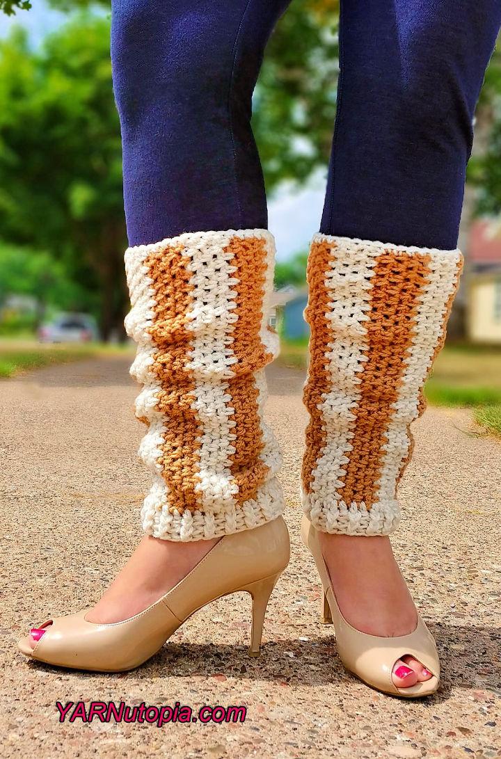 Crochet Vertical Striped Leg Warmers
