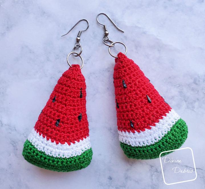 Crochet Watermelon Earrings pattern