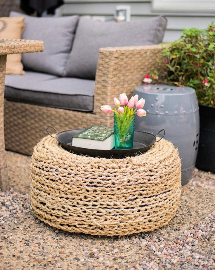 DIY Recycled Tire Ottoman