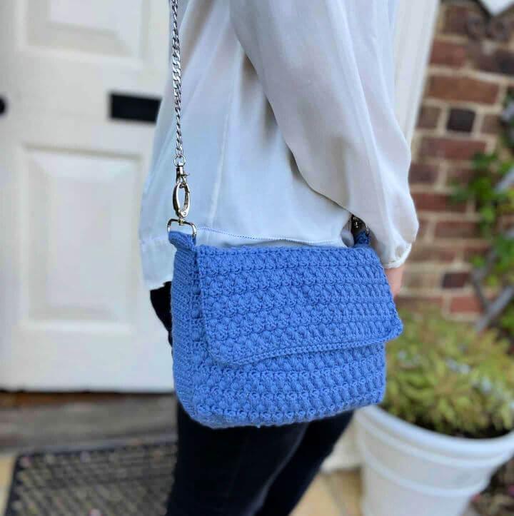 Denim Envelope Crochet Shoulder Bag