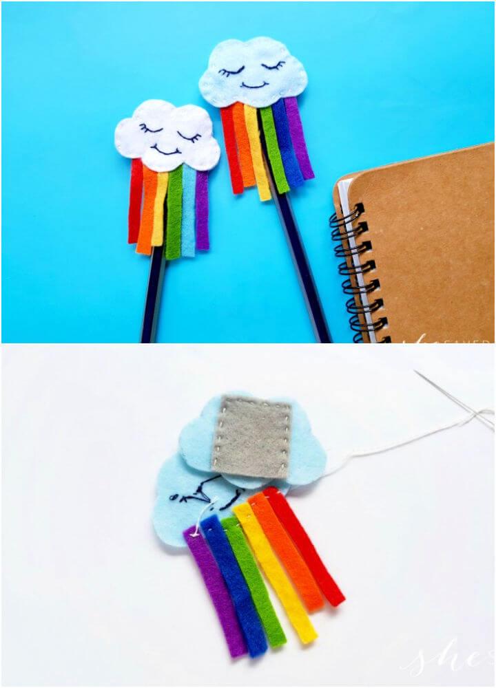 Felt Rainbow Cloud Pen Topper