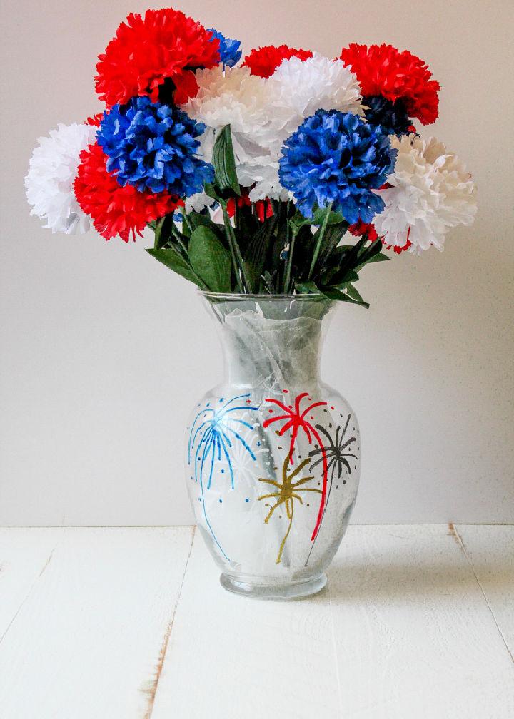 Fourth of July Painted Flower Vase