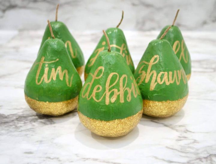 Hand Lettered Pear Name Tags