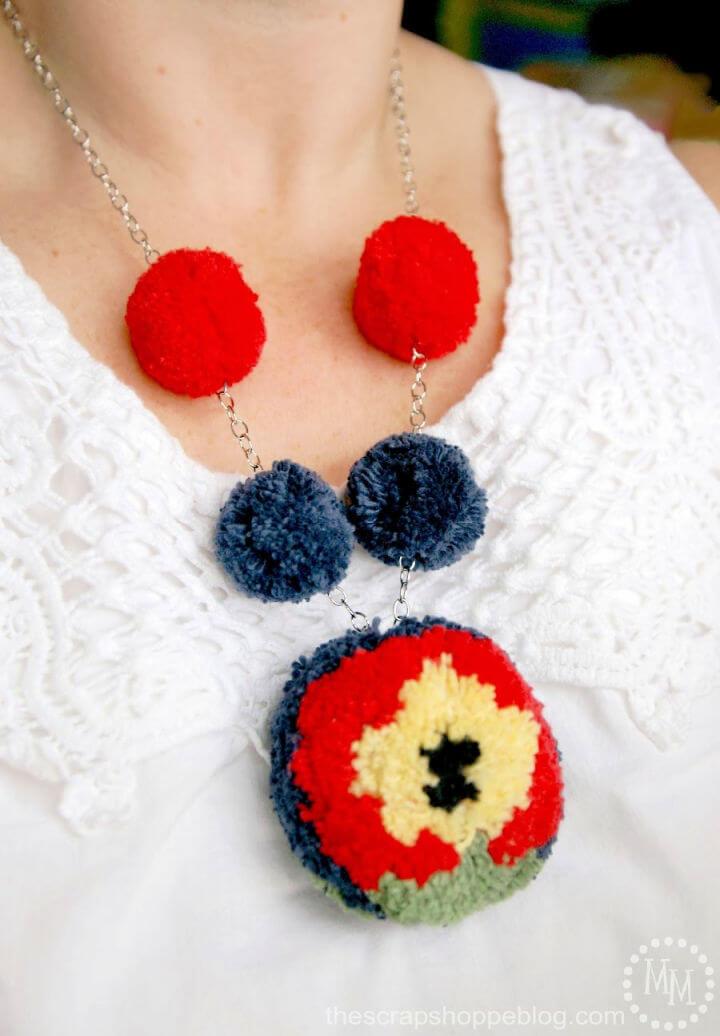 Handmade Pom Pom Necklace