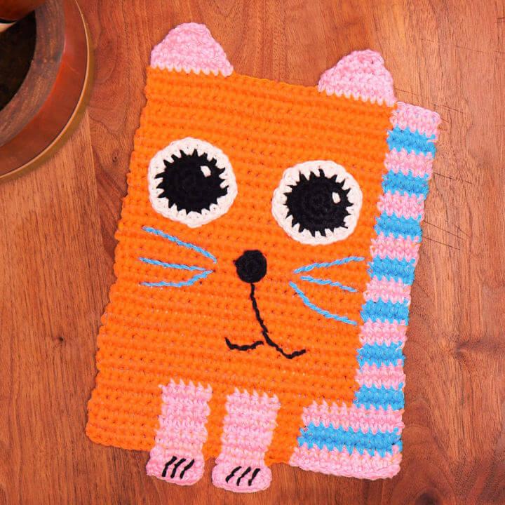 Lily Sugarn Cream Cute Crochet Cat Dishcloth