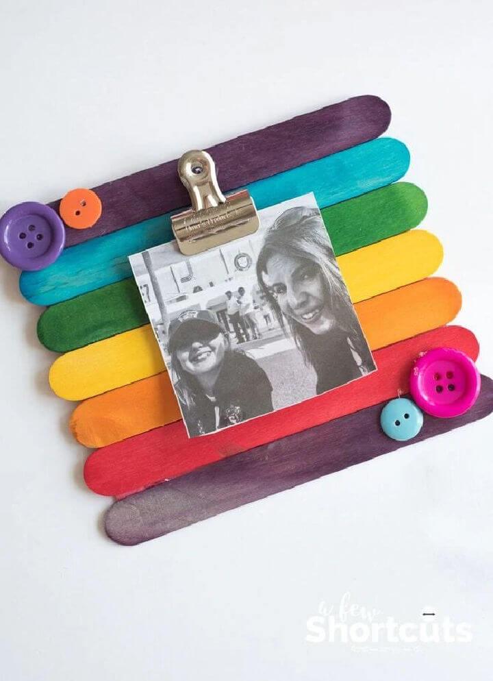 Rainbow Popsicle Stick Picture Frame