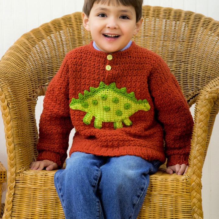 Red Heart Boys Dino Crochet Sweater