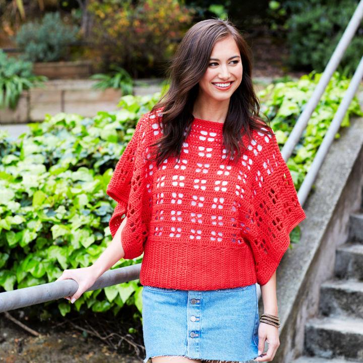 Red Heart Clementine Chic Crochet Sweater