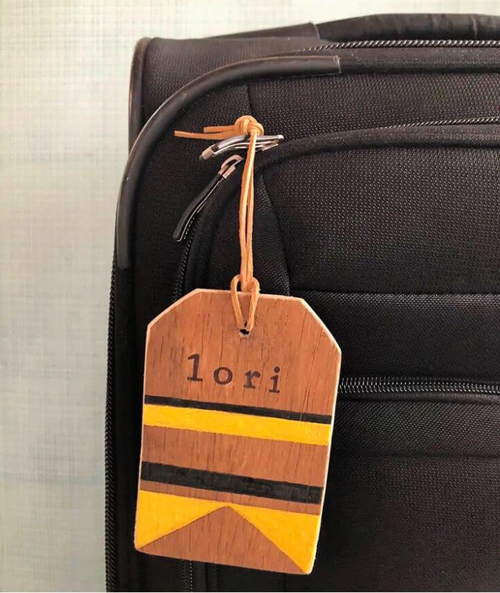 Rustic Wooden Luggage Name Tag