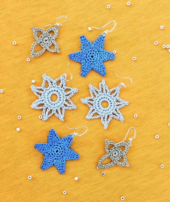 Three Stars Crochet Earrings