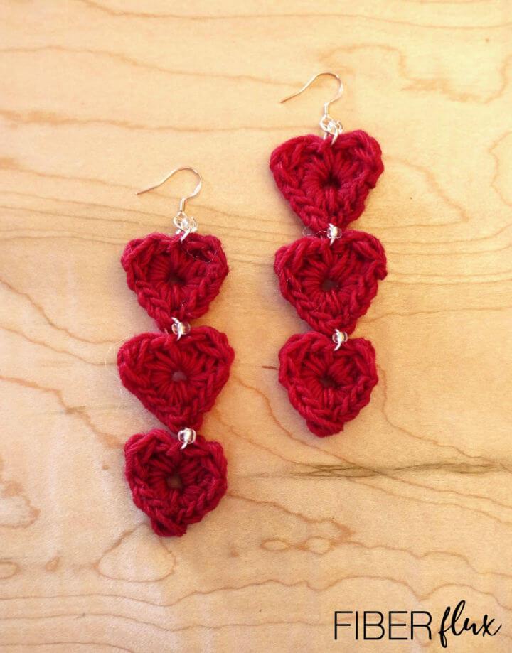 Tiered Heart Crochet Earrings